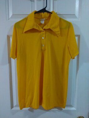 Vintage 80s? Sears Nylon Polo Gold or Mustard Yellow Junior Size 14